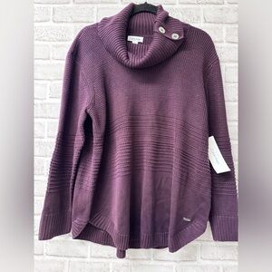Calvin Klein Merlot sz XL color turtleneck sweater button side collar NWTs